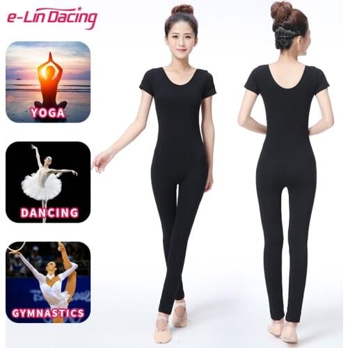 Adult Yoga Unitard Ballet Short Sleeve Full Body Tight Jumpsuit Ballet Dance Costumes Unitard One Piece Lycra Bodysuit