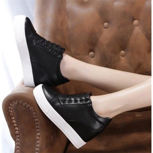 7/11cm Wedge Sneakers Leather Platform Shoes for Women Casual Comfortable Shoes Woman Sneakers Chunky Heels Womens Walking Shoes