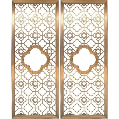 Stainless steel metal partition wall hollow aluminum carved green bronze decoration
