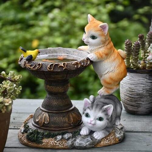 Cute Cats Statue Solar Lamp Garden Figurine Automatic Light Waterproof Resin Solar Lamp Cats Figurine for Backyard Decoration