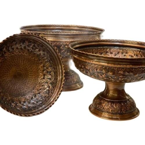 SET OF 3 Unique handmade copper bowl gift handcrafted hammer engraved 100% pure copper kitchen decor food bowl copper bucket