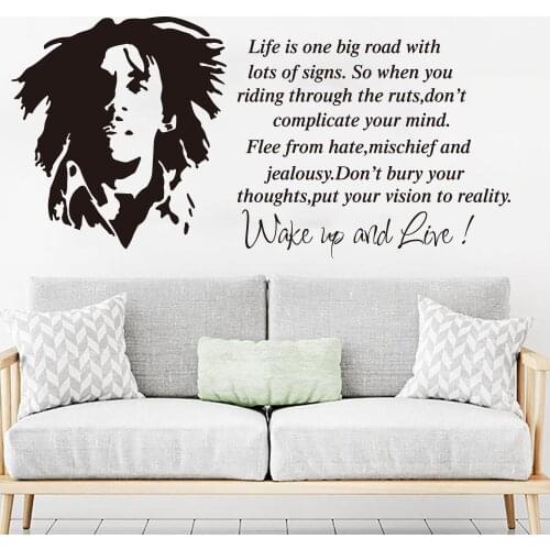 Bob Marley Wake up and Live Lyric Wall Decal Bedroom Music Bob Marley Inspirational Quote Wall Sticker Living Room
