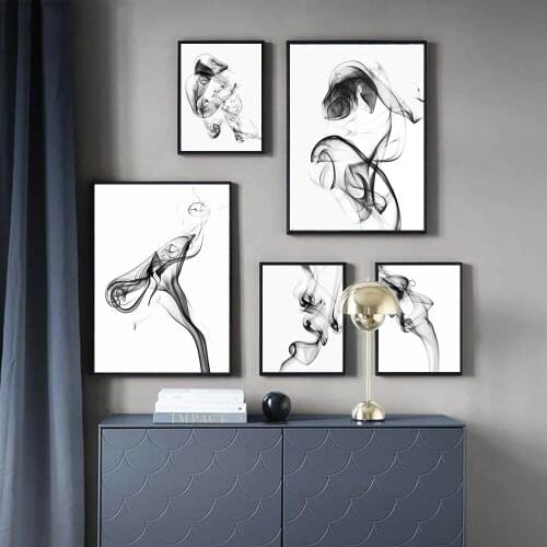 Abstract Smoke Wall Art Black and White Print Poster Modern Photography Smog Canvas Painting Nordic Bedroom Home Decor Pictures