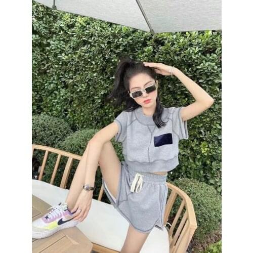 2021 summer new designer womens Embroidery letter casual suit version is very good, short style shows thin and high