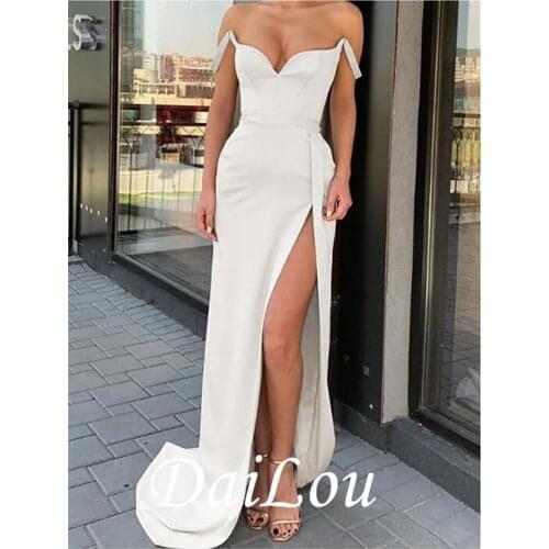 Sheath / Column Minimalist Sexy Engagement Sweetheart Neckline Sleeveless Sweep / Brush Train Satin with Split 2021