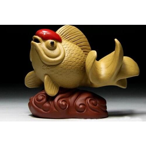 Yixing Authentic Purple Clay Auspicious Fish Tea Pet Office Kung Fu Tea Set Accessories Natural Duan Mud Zisha Decoration Crafts