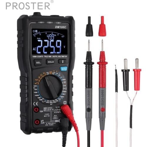 Proster for Digital Multimeter Manual Auto Mode 10000 Counts True RMS Auto-Ranging DMM VFC Temperature Capacitance AC/DC