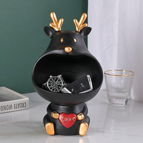 Christmas Gift Resin Geometric Animal Figurine Jewelry Earrings Candy Dish Stand Bedroom Orange Ornaments Home Office Big Mouth