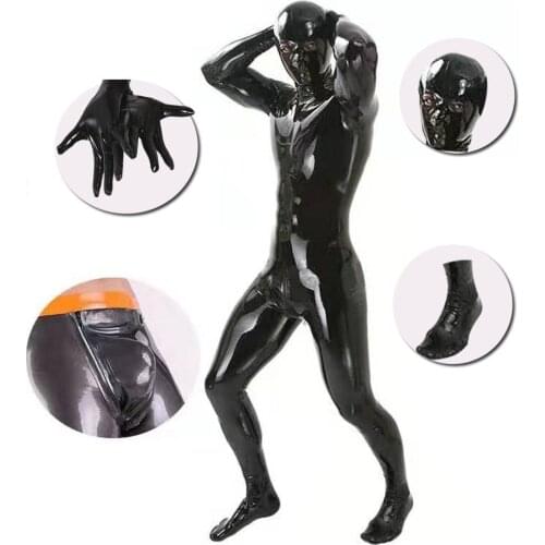 Sexy Man Wetlook Catsuit Bodysuit Faux Leather PVC Zentai Tights Fetish Cosplay Costume Club Wear Skin Suit Gay BDSM Adult Game