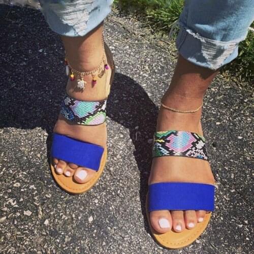 Wholesale Woman Slippers Snake Leopard Two-layer Platform Patchwork Rubber Sole Summer Sandals Outdoor Beach Slides Ladies Shoes