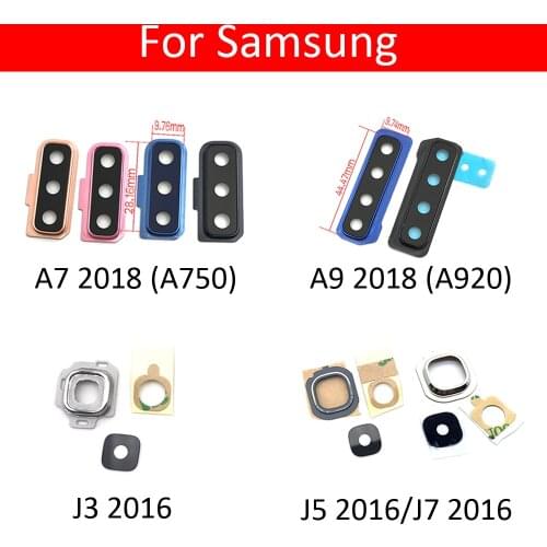 New Rear Camera Glass Lens Cover With Frame Holder For Samsung J3 J5 J7 2016 / A7 A9 2018 A750 A920 Replacement Parts