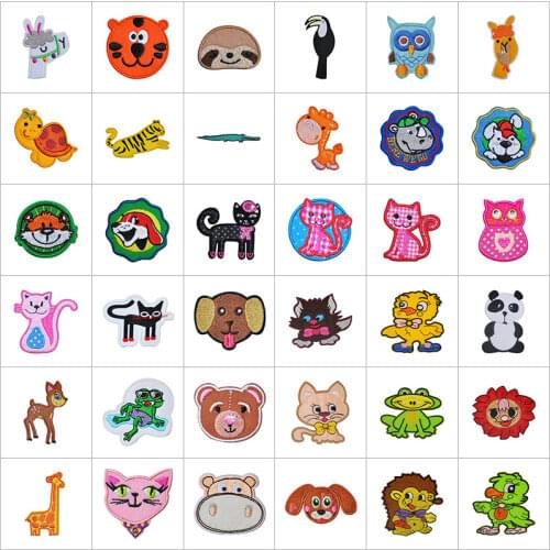 Cute Cartoon Animal Embroidery Children Cloth Patches Handmade DIY Stickers Fill Hole Repair Decoration Applieques for Kids
