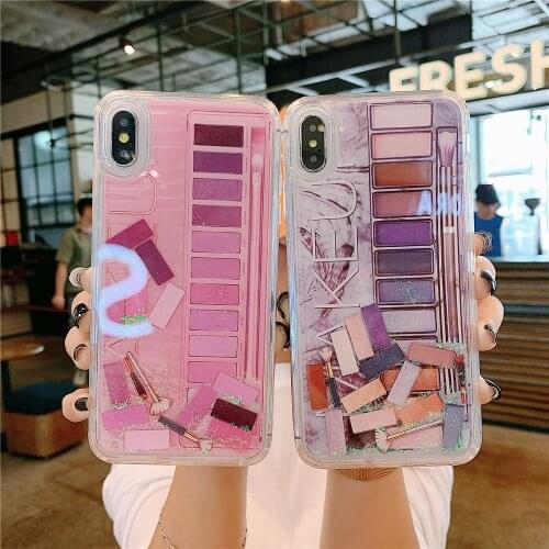 Eye shadow tray glitter sequins flashing quicksand TPU Phone Case for iPhone 12 Pro max 11 7 8 Plus X XR XS MAX Bling Cover