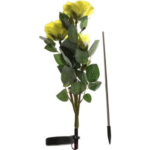 Solar Powered 3 LED Rose Flower Garden Night Light Lamp Outdoor Party Decor