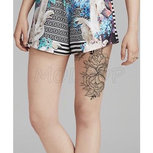 Temporary Tattoo Sticker Rose Tree Peony Lotus Flower Fake Tatto Waterproof Tatoo Back Leg Arm Belly Big Size for Women Men Girl