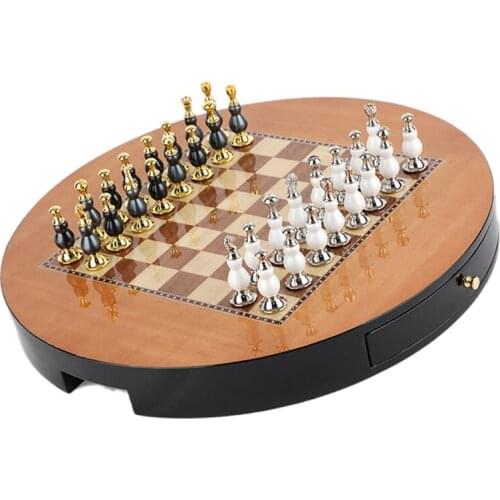 High End Chess Kit French Retro Plaid Study Decoration Natural Wood Grain Texture Gift Ideas Xadrez Tabuleiro Jogo Board Game