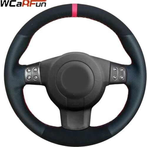 WCaRFun Black Suede Artificial Leather Car Steering Wheel Cover for Seat Leon (Mk2) 2006-2008 Ibiza (6L) 2007