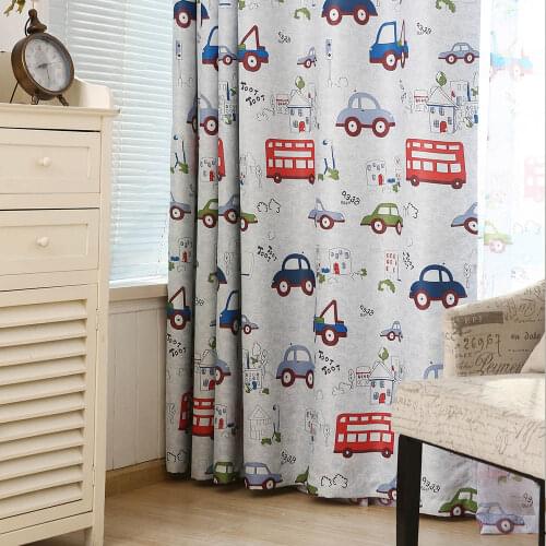 Blackout Curtains For Boy Kids Children Bedroom Cartoon Small Cars White Window Curtain Custom Made Drapes