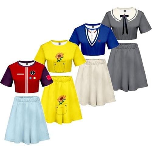 Anime Wonder Egg Priority Ohto Ai Cosplay T-shirt Skirts Suits Women 3D Print Momoe Sawaki Shirt Streetwear Blouse Tops Girls