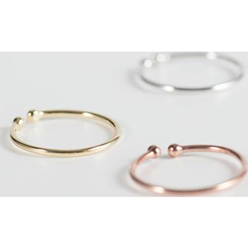 Hot Sale Simple Style Rings 925 Sterling Silver Solid Double Ball Ring Rose Gold Color for Women Trendy Daily Wear Jewelry