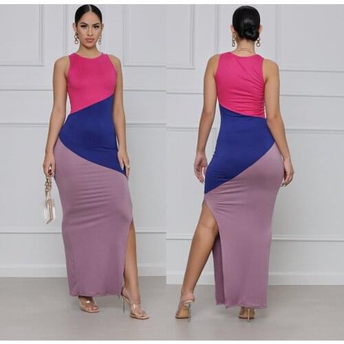 Echoine Contrasting Color Stitching Patchwork Casual New Womens Dress