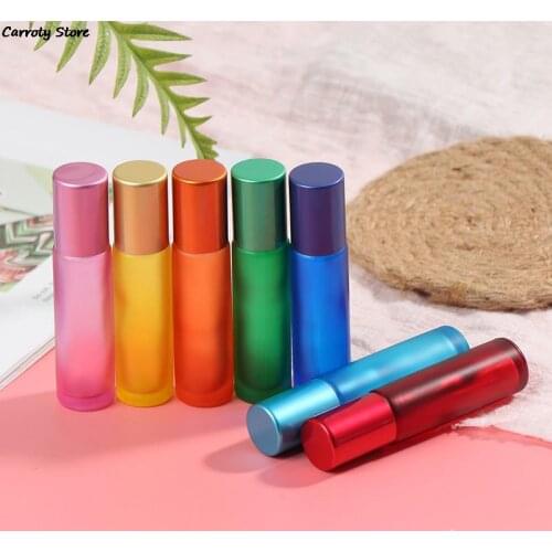 10ml Portable Frosted Colorful Thick Glass Roller Essential Oil Perfume Bottles 1pcs