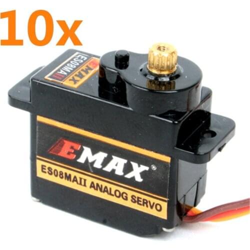 10PCS EMAX Servo motor 2kg Turque ES08MA II With Metal Gear JR Servo for RC Airplane Helicopter Free shipping
