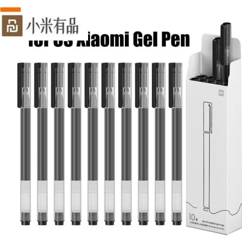 10PCS Xiaomi Super Durable Writing Sign Pen 0.5mm Gel pen Signing Pens Smooth Switzerland Refill Red Black Ink Pen Ballpoint Pen
