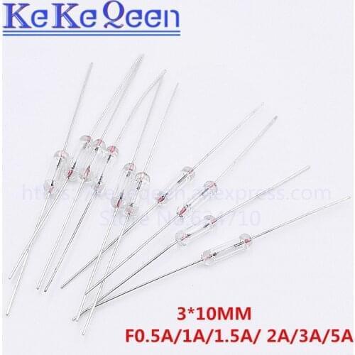 1000pcs/lot 3x10MM 3*10 Fast Quick Blow Glass Fuses With Pin Assortment Glass Sealing Tube 250V F0.5A/1A/1.5A/ 2A/3A/5A 3mm*10mm
