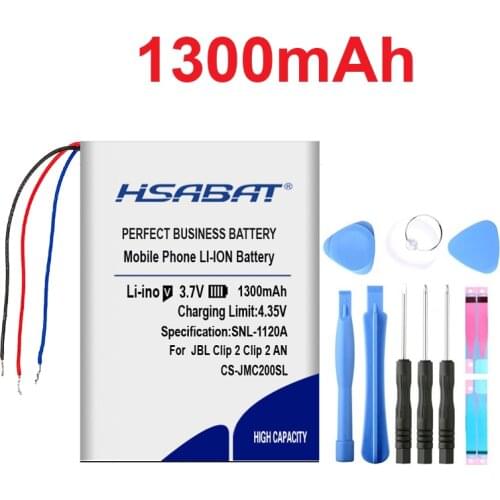 HSABAT 1300mAh GSP383555 Battery for JBL Clip 2, Clip 2 AN, CLIP2BLKAM, CS056US, P04405201