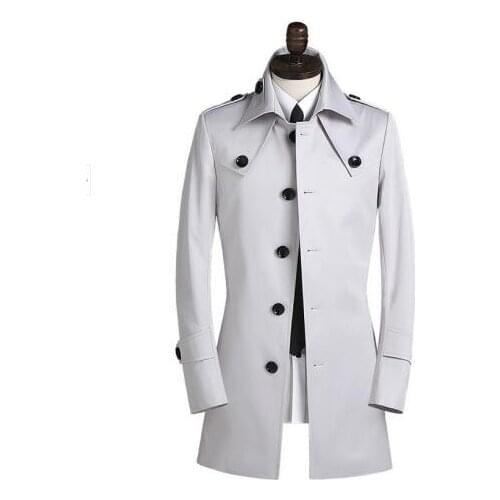 Free shipping 2020 new designer slim sexy trench coat men medium-long overcoat long sleeve mens clothing business outerwear 9XL