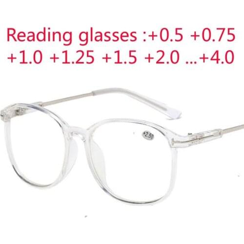 Oversize Big Frame Reading Glasses Presbyopic Eyewear Male Female Hyperopia Glasses with strength +0.5 +0.75 +1.0 +1.25 To +4.0