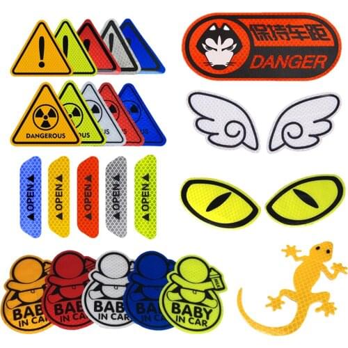 Car DIY Reflective Luminous Safety Warning Stripe Auto Door Open Funny Reflector Bike Motorcycle Creative Decoration Stickers
