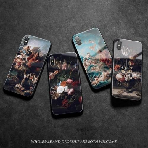 Renaissance art Vintage Baroque Painting silicone glass Phone case cover for iPhone SE 6 6s 7 8 Plus X XR XS 11 12 mini Pro max