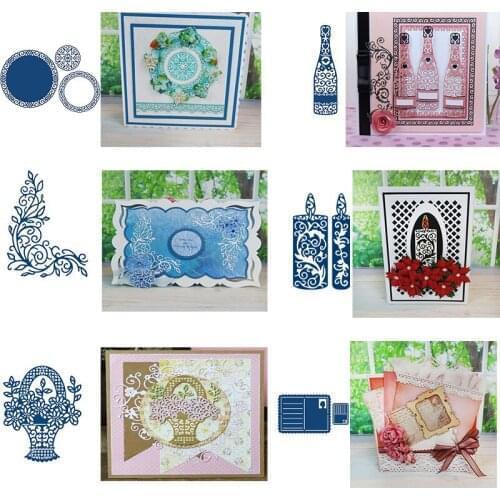 Candle Flower Basket Vase Metal Cutting Dies For DIY Scrapbooking Embossing Paper Card Cutting Dies Background Round Lace