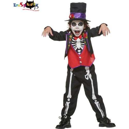 Eraspooky Day of the Dead Costume for Kids Child Traditional Skeleton Costume For Halloween Carnival Outfit
