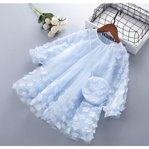 Full Sleeve Girls Dress Spring Autumn Childrens Wedding Party Clothing for 3-7 Yrs Girls Kids Solid Princess Vestidos