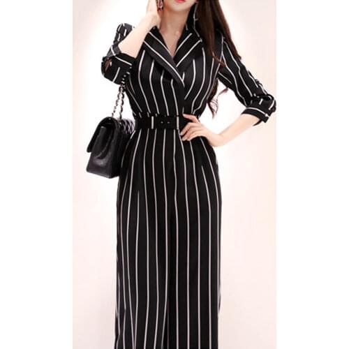 Fashion women new arrival casual comfortable jumpsuit vintage work style temperament wild trend high quality striped lady romper