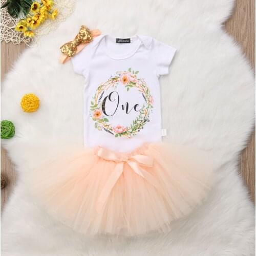 Emmababy Short Sleeve Flower Tops Bodysuit Bow Tutu Skirt Girls Clothing Cotton 3Pcs Outfit Toddler Infant Baby Girl Clothes Set