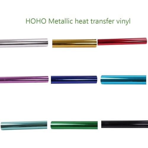 HOHOFILM 50cm*500cm Metallic Heat Press Vinyl T-shirt Garment Vinyl Iron on Vinyl Heat Transfer Vinyl 20''x196.8'' Customized