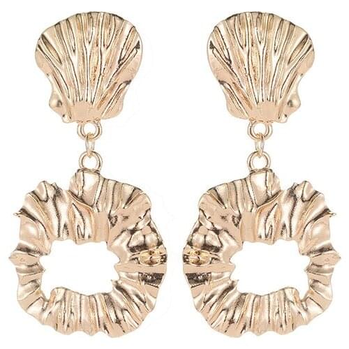 Personality Exaggerated Irregular Geometric Circle Shell Golden White Rose Gold Alloy Dangle Earrings Drop Earrings For Women