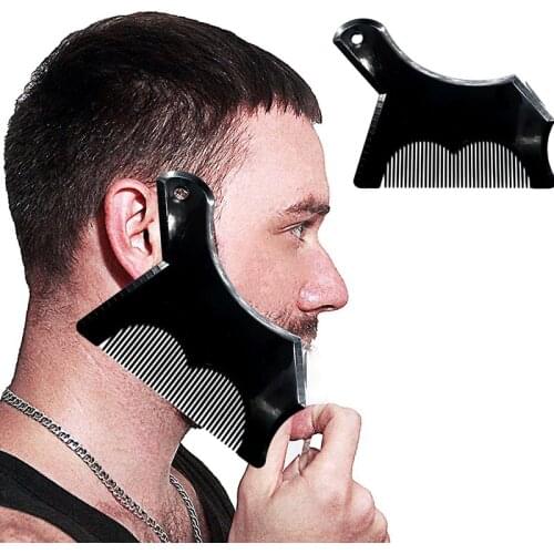 1pcs Beard Shaping Styling Tool Beard Stencil Guide Template Comb for Men Style Beard Hair Line Up Edging Tool Black