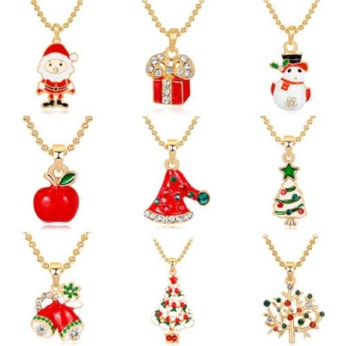 Daihe Exquisite Colorful Christmas Pendant Necklace Women Santa Clau Milu Deer Lucky Alloy Necklace Female Party Gift Jewelry