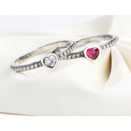 Classic Romantic Heart-shaped Zircon Ring Silver Plated Ring Wedding Party Gift Female Jewelry Cocktail Ring Birthday Gift
