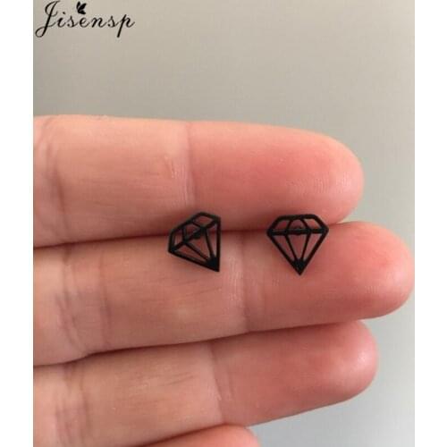 Jisensp Korean Fashion Geometric Earrings for Women Minimalist Jewelry Hollow Stainless Steel Triangle Stud Earrings 2019 Brinco