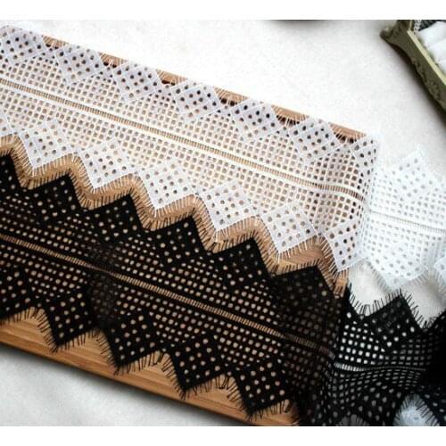 6M/Lot France Eyelash Lace Trim Embroidery Lace Fabric 13CM DIY Wedding Dress Clothing Skirt Stitching Home Accessories CR1799