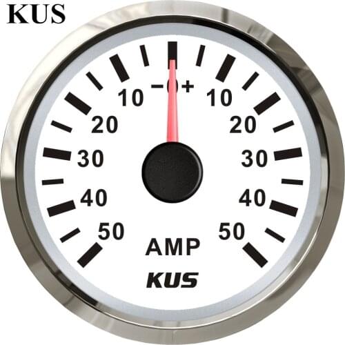 KUS 52mm Ammeter/AMP gauge white faceplate with reasonable+/-50A with current pick-up sensor for universal motorcycle boat yacht