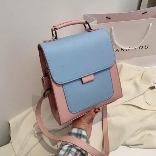 Small PU Leather Backpack Women Shoulder Bags Small Back Pack Travel Female Bookbag School Bags for Teenage Girls Blue