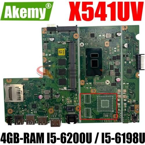 AKEMY X541UV Laptop Motherboard For ASUS VivoBook X541UA X541U Original Mainboard 4GB-RAM I5-6200U GM