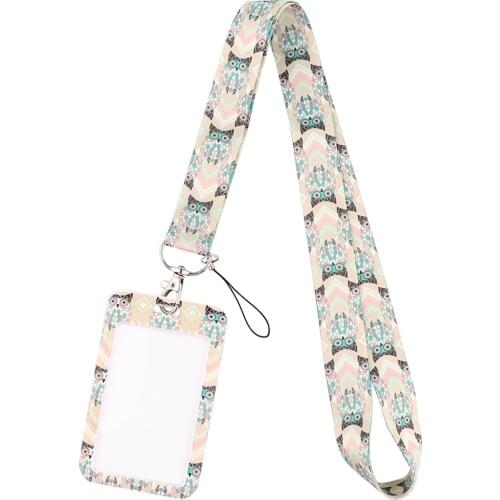 DZ2270 Cute owl Lanyard For Keychain ID Card Cover Pass student Mobile Phone USB Badge Holder Key Ring Neck Straps Accessories